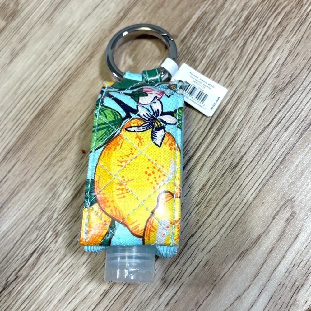 Vera Bradley Blue Floral/ Lemon Keyring Sanitizer Holder